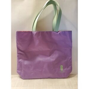 Clinique Tote Bag Purple With Multicolored Diamond Pattern Clutch